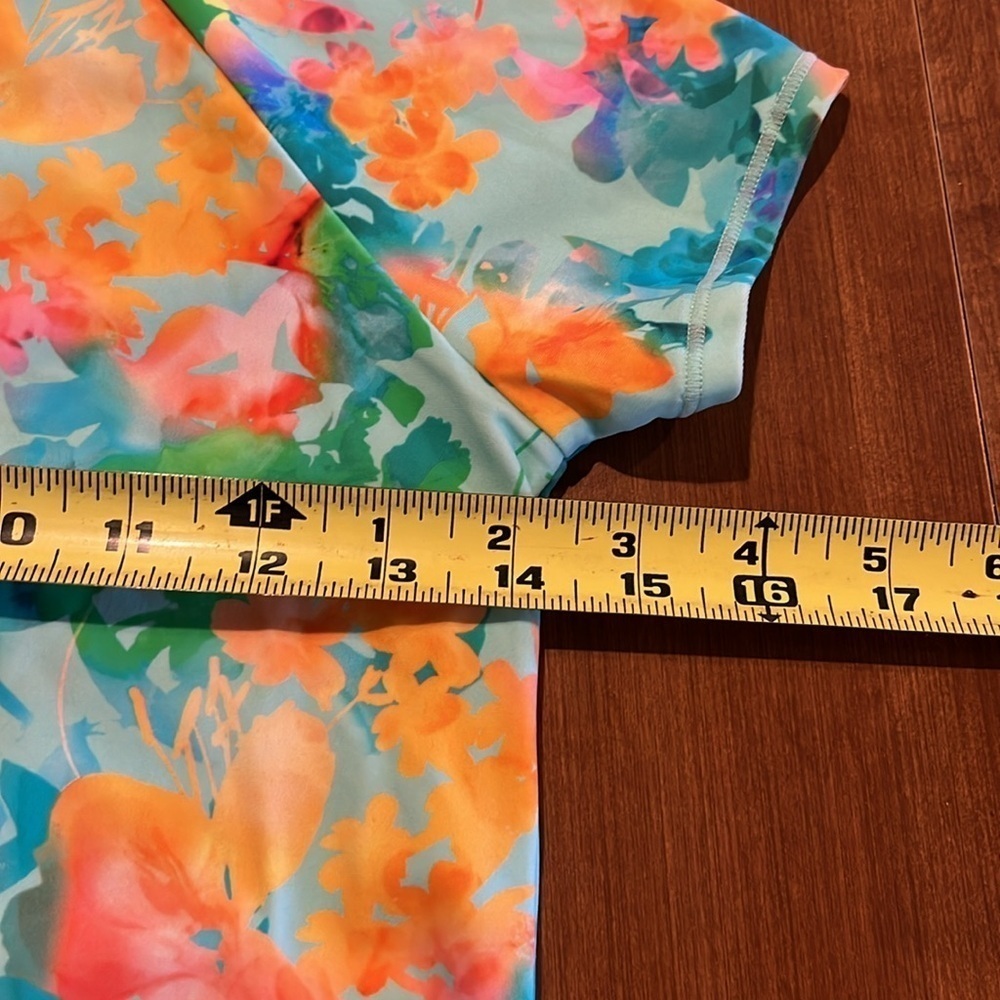Athleta Girl two piece Lumen Floral Mock Rashguard Sz Med/10 & Bottoms Sz L/12. - Picture 3 of 9